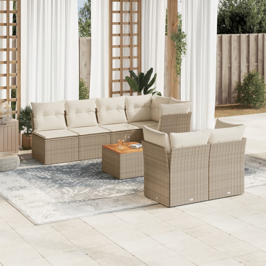 6-Delige Loungeset Met Kussens Poly Rattan Beige