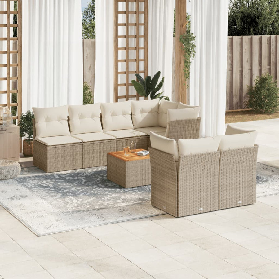 6-Delige Loungeset Met Kussens Poly Rattan Beige