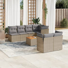 8-piece Lounge Set with cushions poly rattan mixed beige