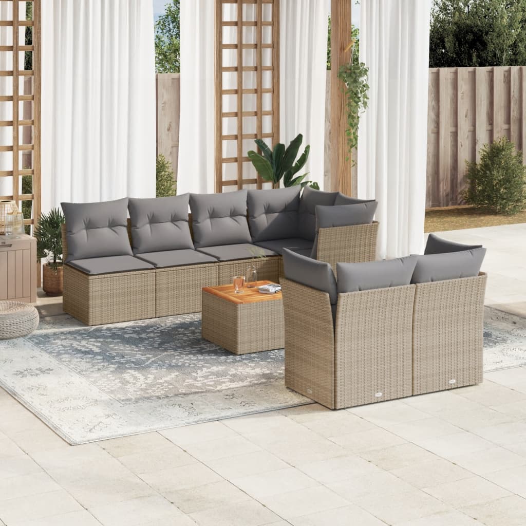 6-Delige Loungeset Met Kussens Poly Rattan Gemengd Beige