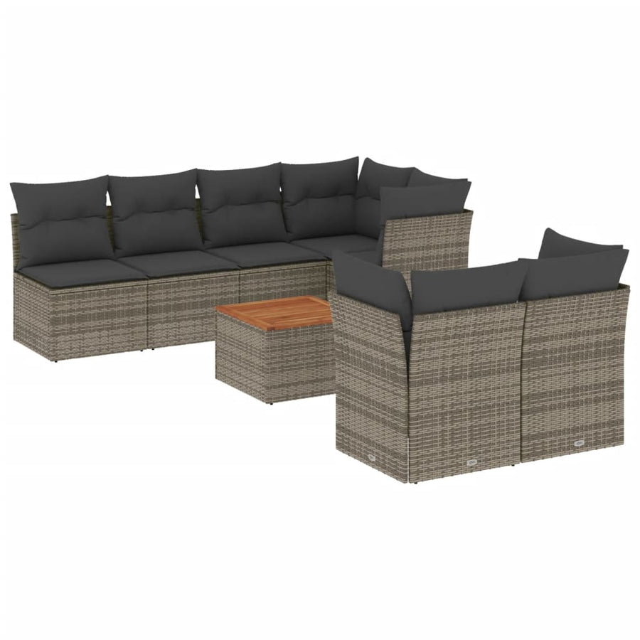 6-Delige Loungeset Met Kussens Poly Rattan Grijs