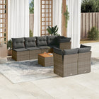 8-piece Lounge Set with Cushions Poly Rattan Grey