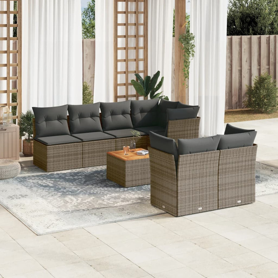 6-Delige Loungeset Met Kussens Poly Rattan Grijs