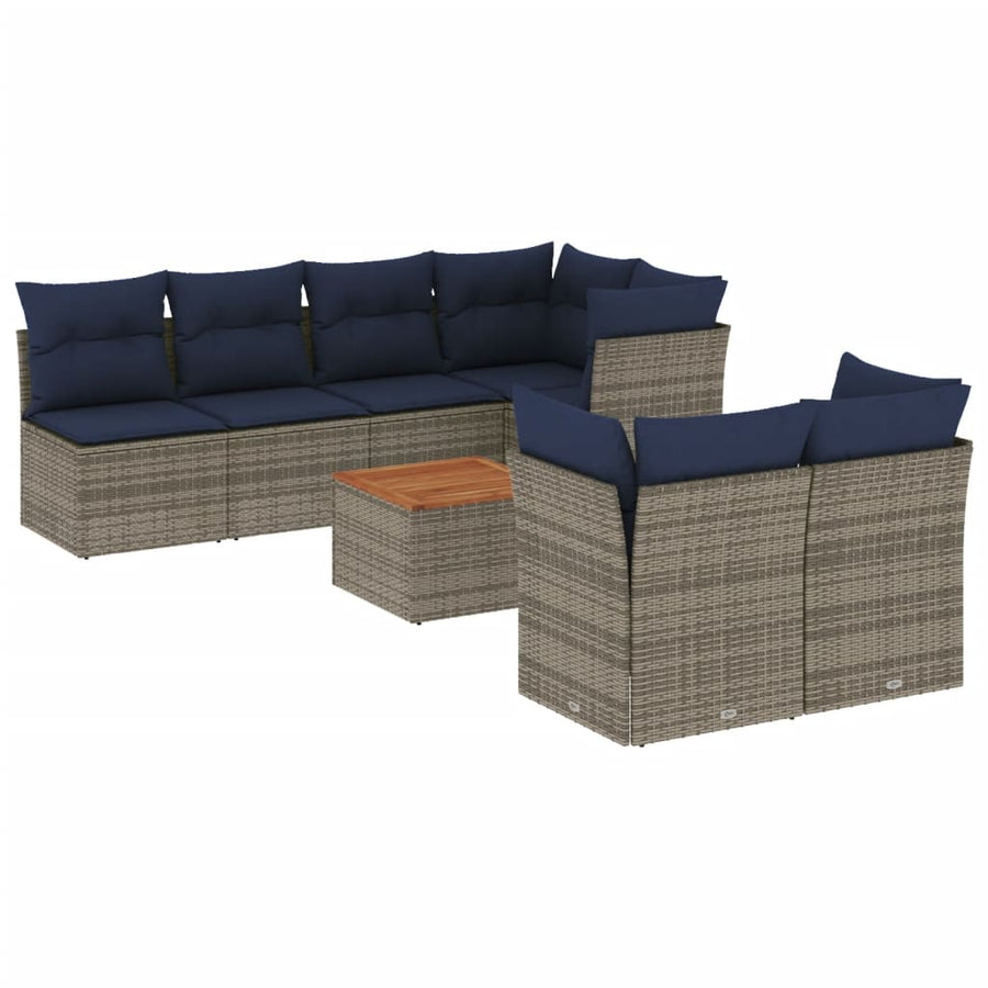 8-Delige Loungeset Met Kussens Poly Rattan 1 Grijs