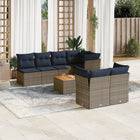 8-piece Lounge Set with Cushions Poly Rattan Grey