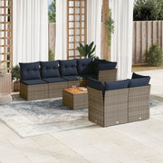 Loungeset 8-delig poly rattan grijs