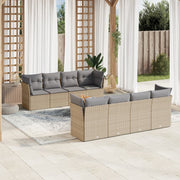 Loungeset 9-delig poly rattan gemengd beige