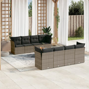 Loungeset 9-delig poly rattan grijs
