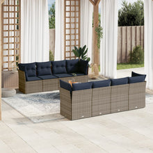 9-Delige Loungeset Met Kussens Poly Rattan 1 Grijs