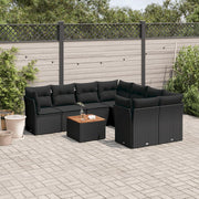 Loungeset 9-delig poly rattan zwart
