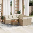 9-Delige Loungeset Met Kussens Poly Rattan Beige