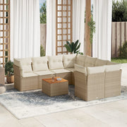 Loungeset 9-delig poly rattan beige