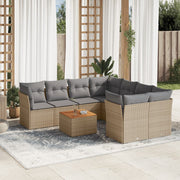 Loungeset 9-delig poly rattan gemengd beige