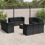 Loungeset 13-delig poly rattan zwart
