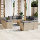 13-Delige Loungeset Met Kussens Poly Rattan Gemengd Beige