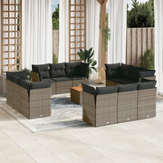 Loungeset 13-delig poly rattan grijs