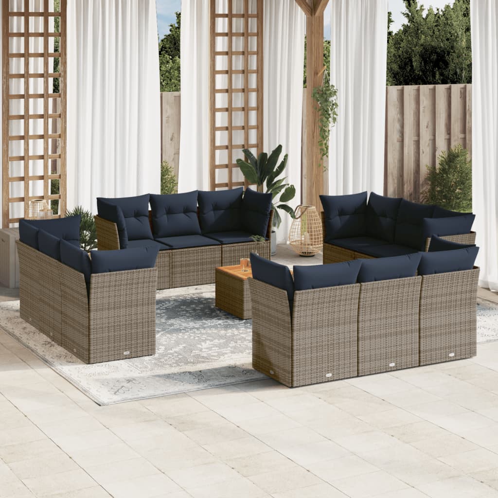 13-Delige Loungeset Met Kussens Poly Rattan