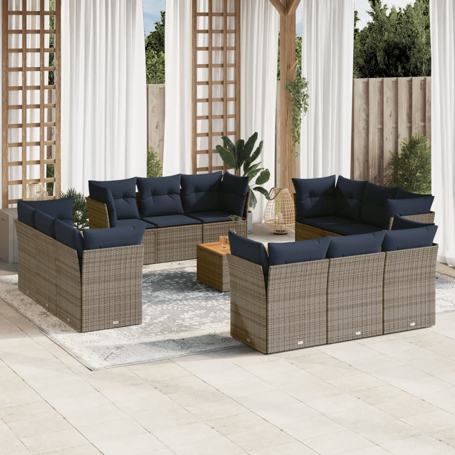 13-Delige Loungeset Met Kussens Poly Rattan