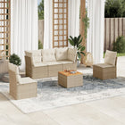 6-piece Lounge Set with cushions poly rattan beige
