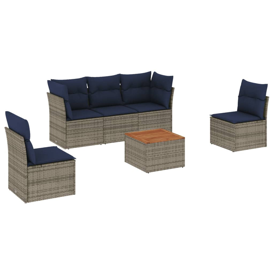 6-Delige Loungeset Met Kussens Poly Rattan
