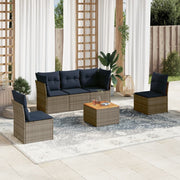 Loungeset 6-delig poly rattan grijs