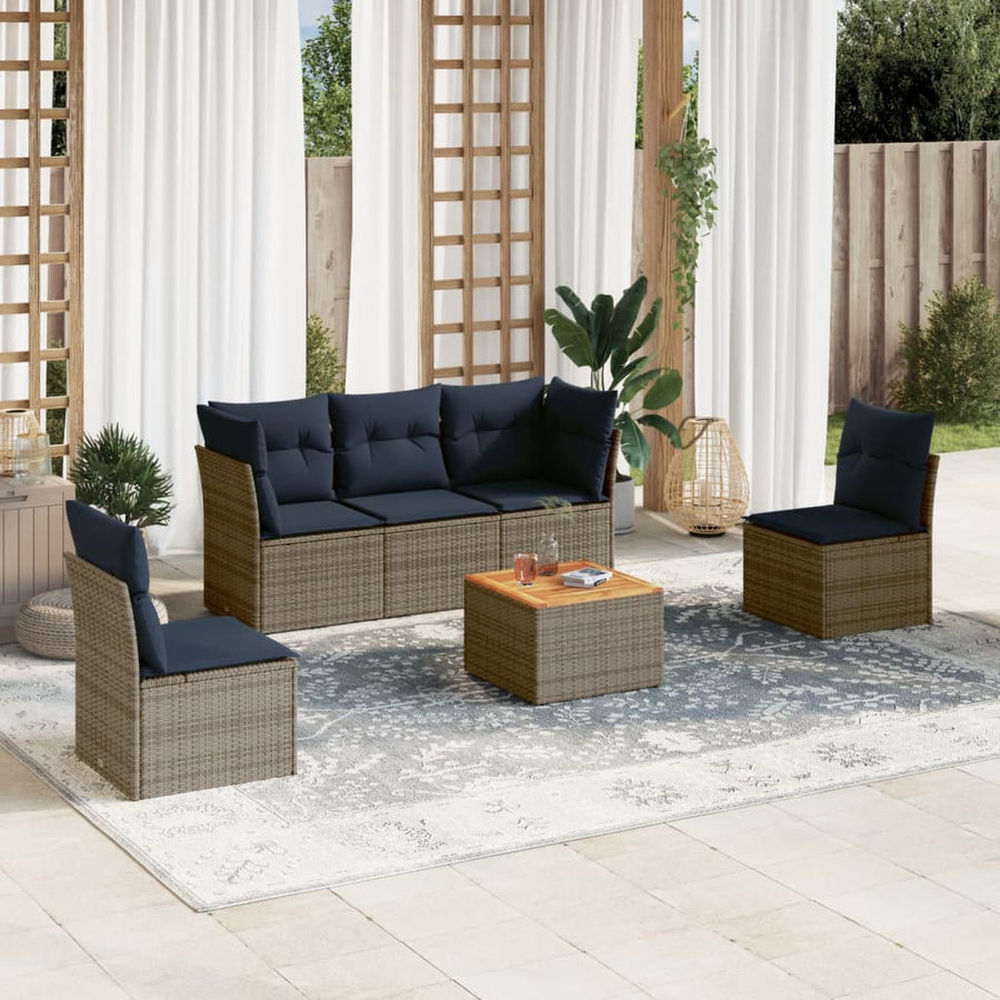 6-Delige Loungeset Met Kussens Poly Rattan