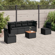 Loungeset 7-delig poly rattan zwart