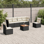 Loungeset 7-delig poly rattan zwart