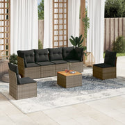 Loungeset 7-delig poly rattan grijs