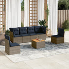7-piece Lounge Set with Cushions poly rattan grey