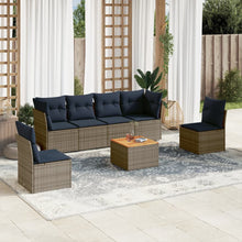 7-Delige Loungeset Met Kussens Poly Rattan 1 Grijs