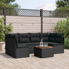 7-piece lounge set with cushions poly rattan black