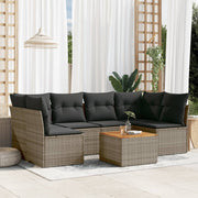 Loungeset 7-delig poly rattan grijs
