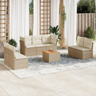 8-Delige Loungeset Met Kussens Poly Rattan Beige