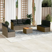 Loungeset 8-delig poly rattan grijs
