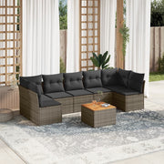Loungeset 8-delig poly rattan grijs