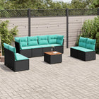 9-piece lounge set with cushions poly rattan black