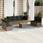 Loungeset 9-delig poly rattan grijs