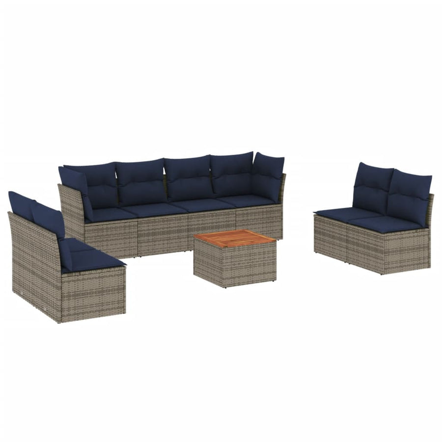 9-Delige Loungeset Met Kussens Poly Rattan