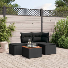 5-Delige Loungeset Met Kussens Poly Rattan Zwart
