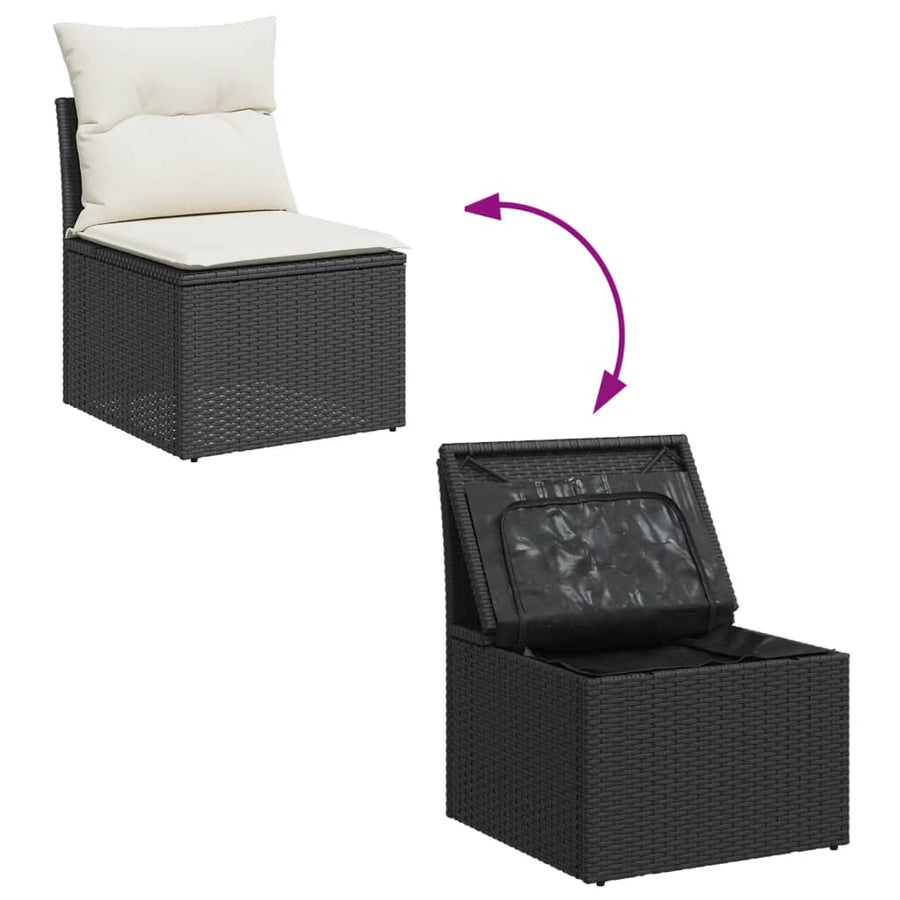 5-Delige Loungeset Met Kussens Poly Rattan Zwart