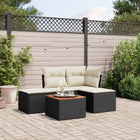 5-Delige Loungeset Met Kussens Poly Rattan Zwart