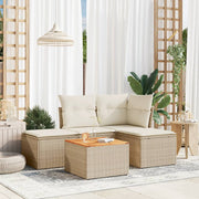 Loungeset 5-delig poly rattan beige