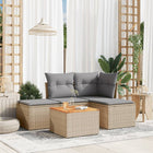 5-piece Lounge Set with cushions poly rattan mixed beige