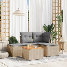 5-Delige Loungeset Met Kussens Poly Rattan Gemengd Beige