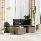 5-Delige Loungeset Met Kussens Poly Rattan Grijs