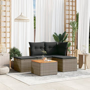 Loungeset 5-delig poly rattan grijs