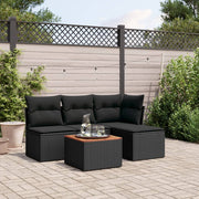 Loungeset 5-delig poly rattan zwart