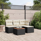 5-Delige Loungeset Met Kussens Poly Rattan Zwart