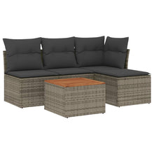 5-Delige Loungeset Met Kussens Poly Rattan Grijs